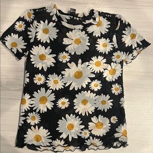 Floral Mesh Black and White Women's Top